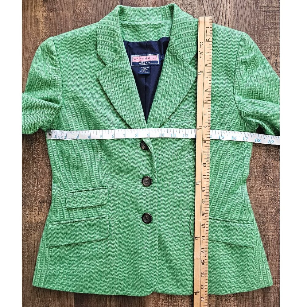 Vineyard Vines Fitted Herringbone Jacket Blazer US4 Bright Lime Green - Picture 3 of 6